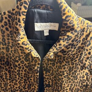 Liz Claiborne Leopard-Print Faux Fur Jacket in Tan and Black